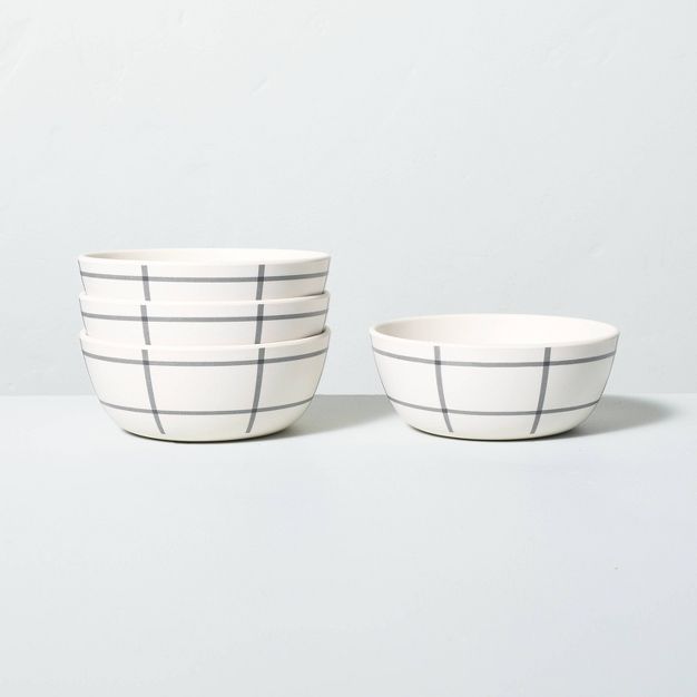 4pk Grid Pattern Bamboo-Melamine Mini Bowl Set Gray/Cream - Hearth & Hand™ with Magnolia | Target