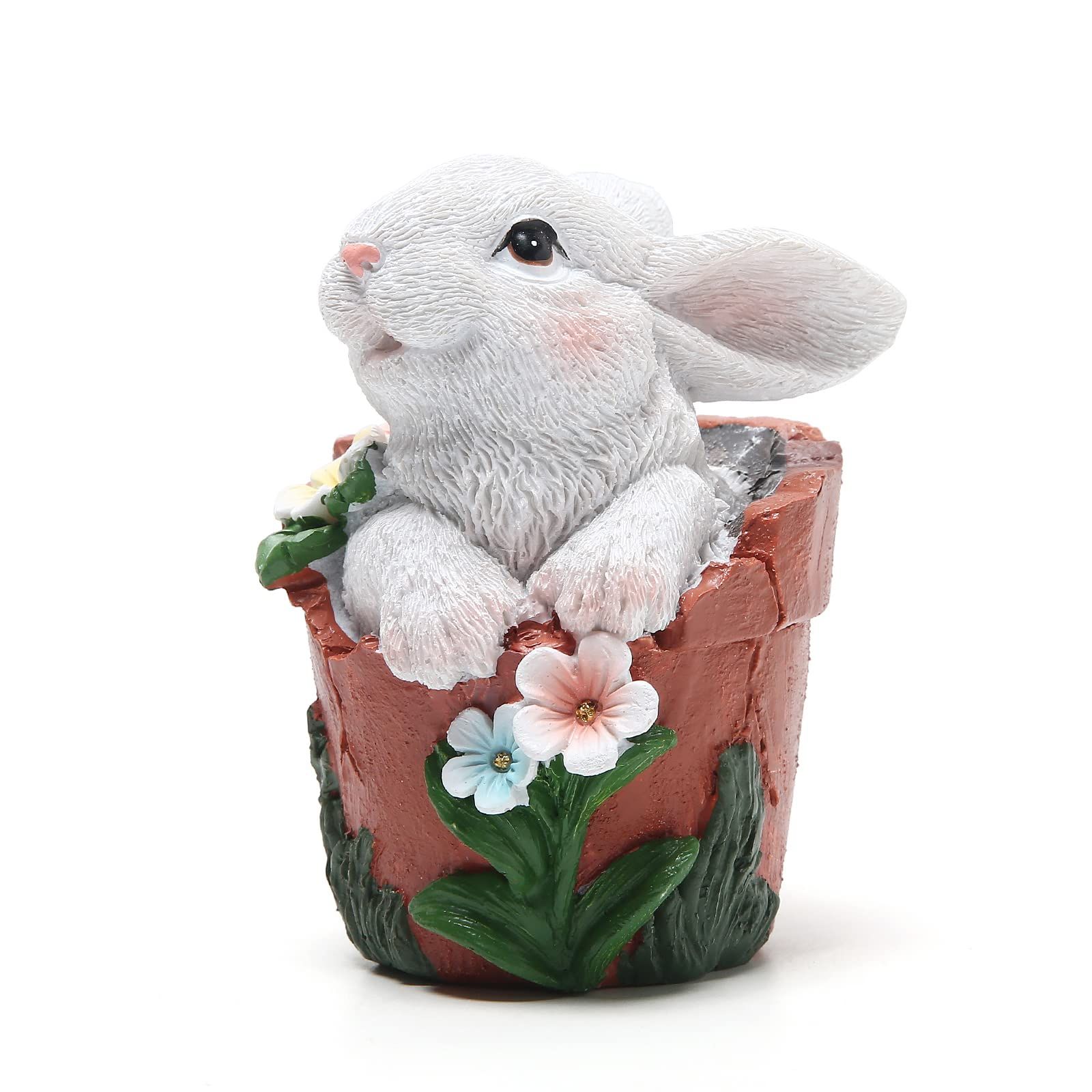 Hodao Easter Bunny Decorations Spring Home Decor Bunny Figurines(Spring Flower jar White Rabbit 1... | Amazon (US)