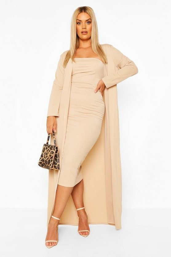 Plus Bandeau Dress And Duster | Boohoo.com (US & CA)