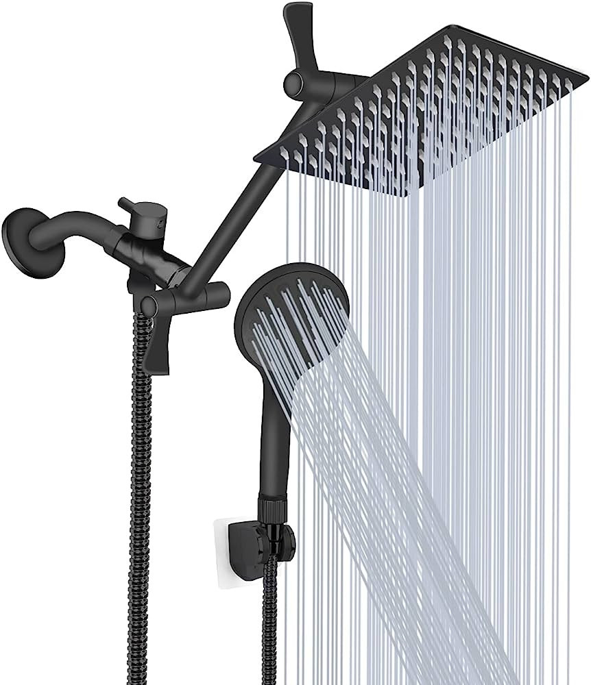 Shower Head, 8‘’ High Pressure Rainfall Shower Head/Handheld Shower Combo with 11'' Extension... | Amazon (US)