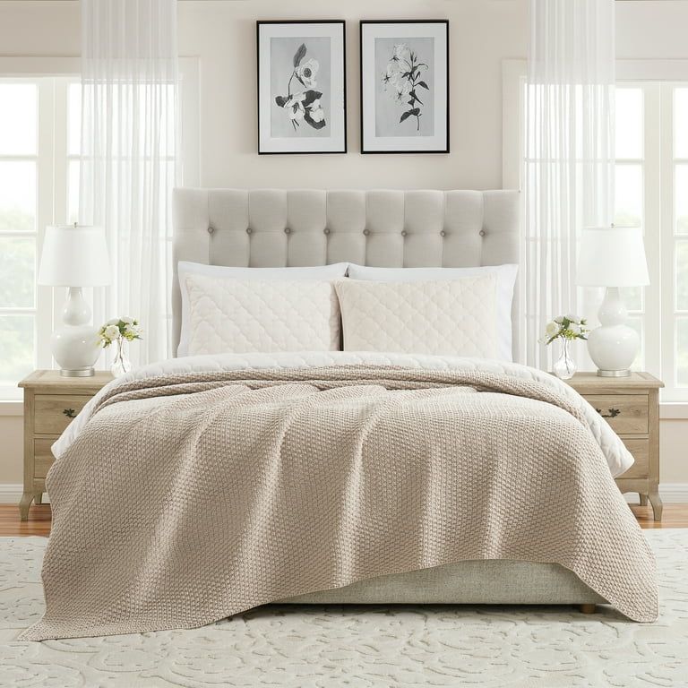 My Texas House Harper Taupe Acrylic Chunky Sweater Knit Oversize Bed Blanket - Walmart.com | Walmart (US)