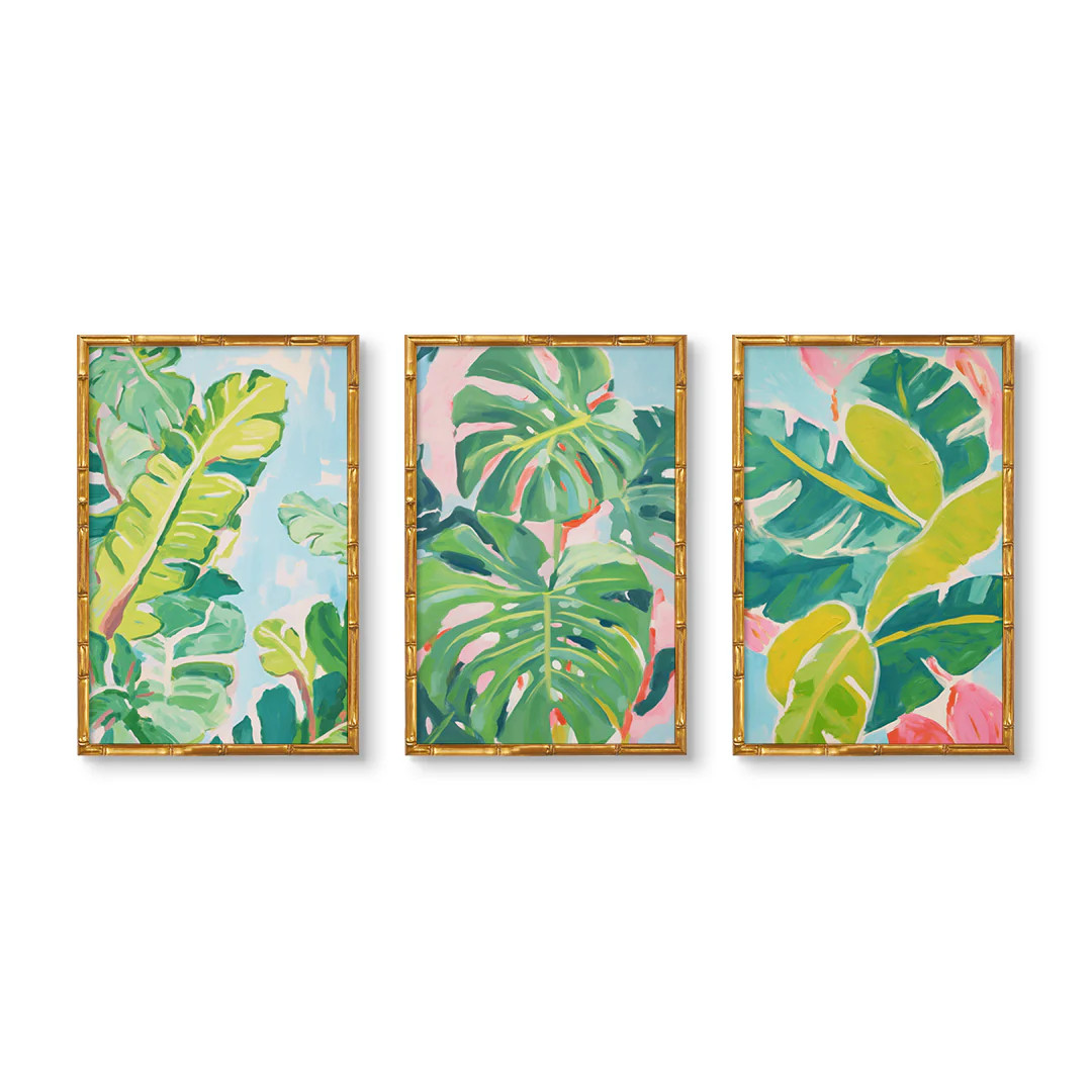 Tropical Palms Trio | Oversized Art Set of 3 | Urban Garden Prints