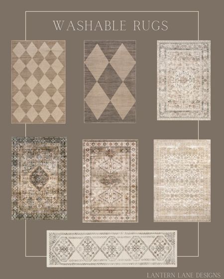 Washable rugs, vintage rugs, traditional rugs, checkered rugs, affordable home decor 