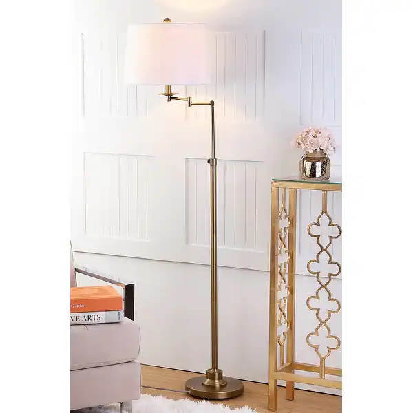 SAFAVIEH Lighting 64-inch Nadia Adjustable Gold Floor Lamp - 15"x15"x53-64.25" - Bed Bath & Beyon... | Bed Bath & Beyond