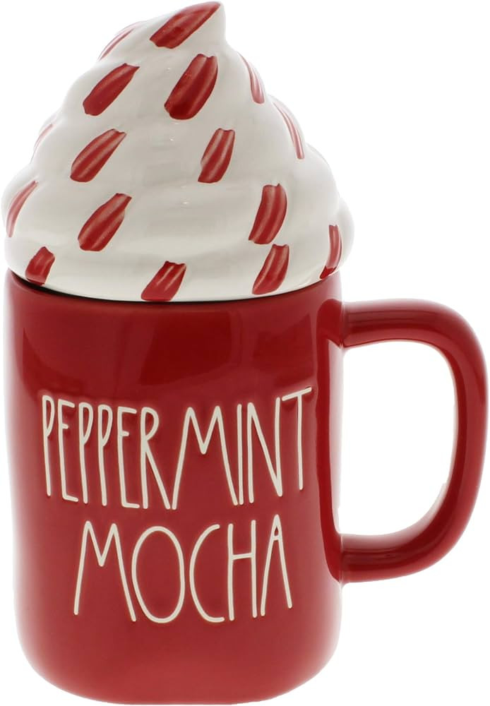 Rae Dunn by Magenta PEPPERMINT MOCHA with Topper Red LL Coffee Mug | Amazon (US)