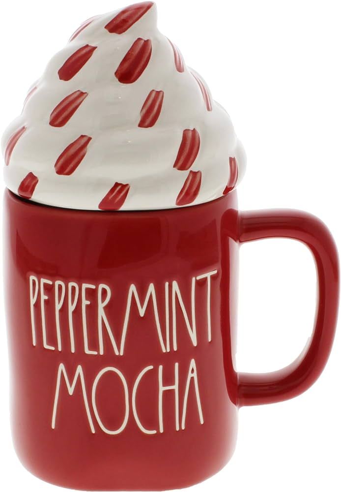Rae Dunn by Magenta PEPPERMINT MOCHA with Topper Red LL Coffee Mug | Amazon (US)