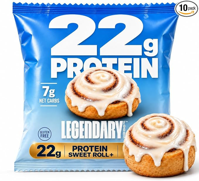 Legendary Foods Cinnamon Roll 22g Protein Bars – Gluten-Free, Low Carb Meal Option – Sweet Ze... | Amazon (US)