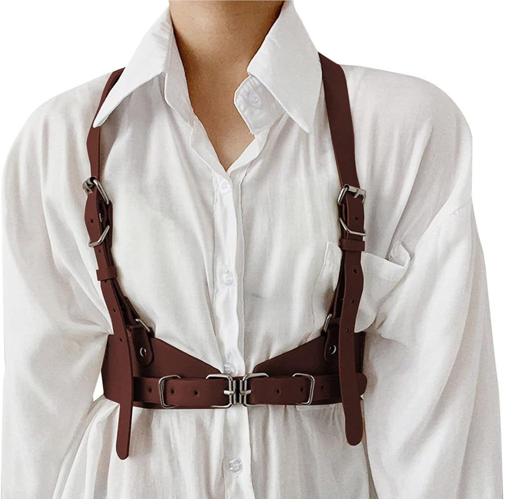 Happy Cherry Harness Belt for Women Punk Belt PU Leather Fashion Accessories for Dress Blouses | Amazon (US)