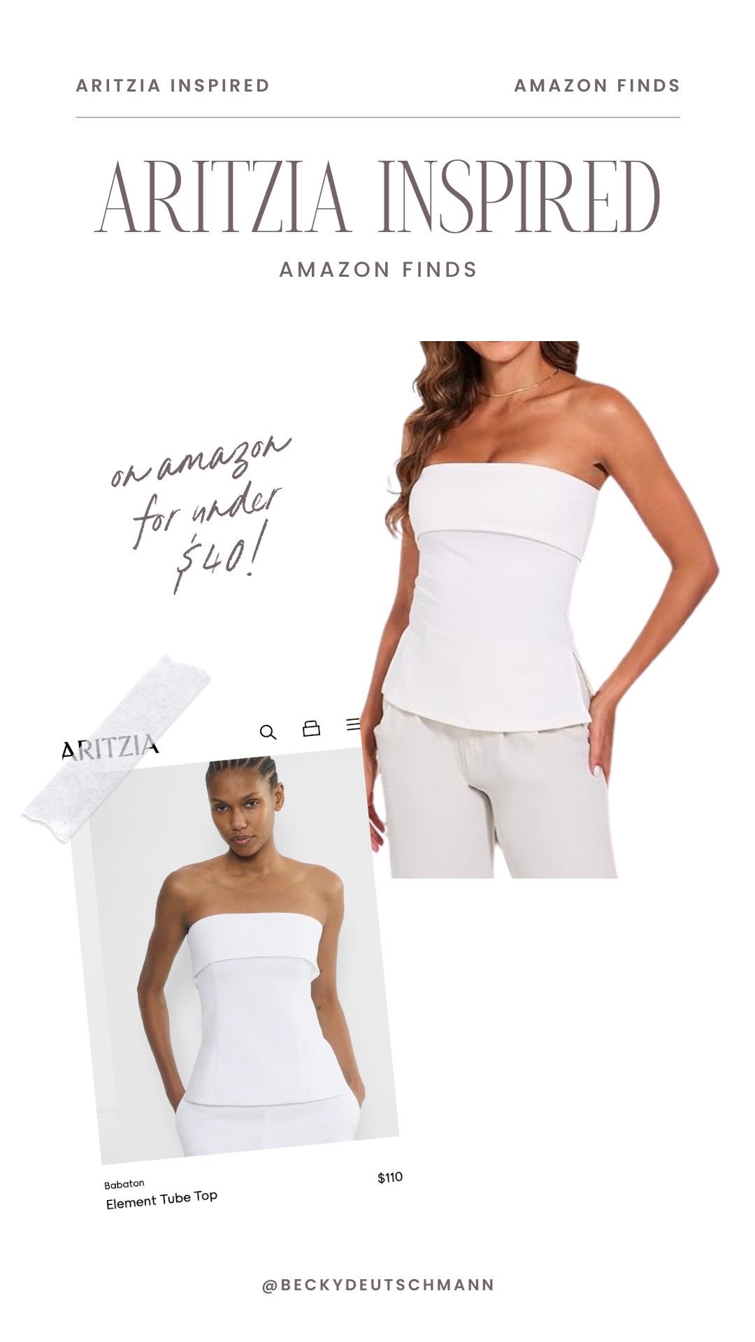 It's giving Aritzia for a fraction of the price 🤍. I love this more structured/elevated take on a tube top. This one is from Amazon for under $40!

amazon finds. amazon fashion. looks for less. affordable fashion. dupes. 

 #LTKstyletip
