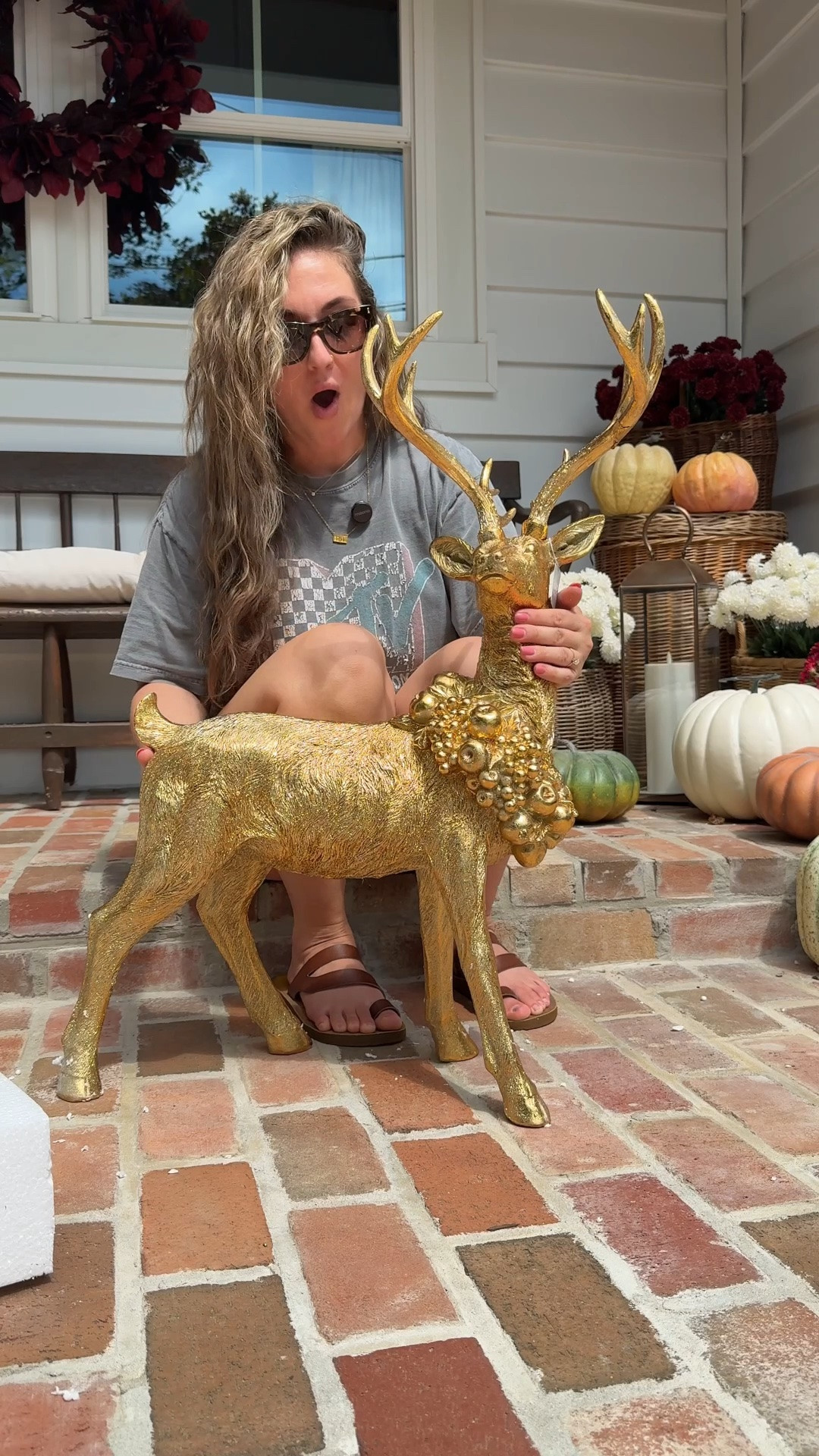 ⚠️ Trigger warning: Christmas content in September 😂🎄

Yes, I’m sitting on a porch full of pumpkins unboxing gold deer and already brainstorming my Christmas porch. I have a vision, and these are going to be SO good! I’ll probably spray them with a clear outdoor sealer first just to make sure they’re protected from the weather.🦌

Is September too early—or are you already thinking about Christmas too? 👀

#ChristmasPorch #ChristmasDecor #HolidayDecor #PorchDecor #ChristmasInSeptember @antiquefarmhouse

#LTKSeasonal #LTKdayinmylife #LTKHome