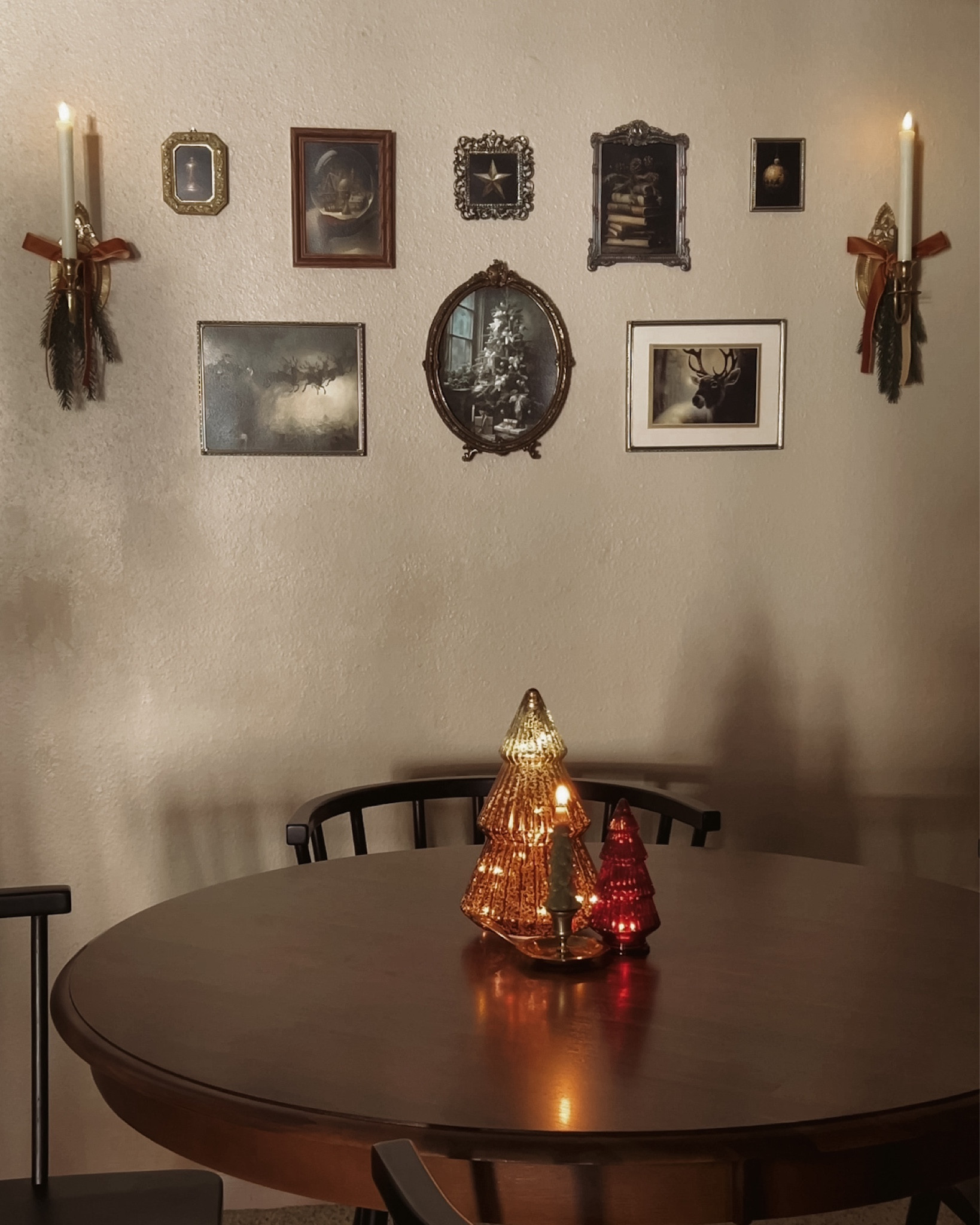 a peek at my dining room christmas decor 🎄the wall sconces are thrifted but i have listed the same ones being sold online. #diningroom #diningroomdecor #christmasdiningroom #diningroomchristmasdecor 

#LTKHoliday 

#LTKhome #LTKSeasonal