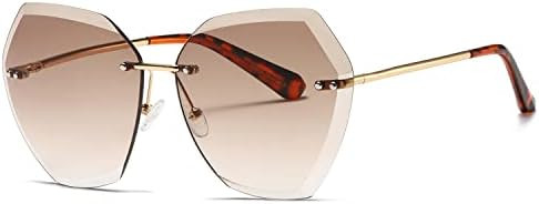 Sunglasses For Women Oversized Rimless Diamond Cutting Lens Sun Glasses AE0534 | Amazon (US)