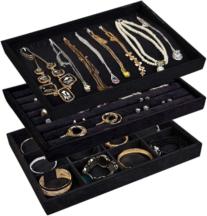 VIEFIN Jewelry Organizer Jewelry Box For Women Girls, Earring Organizer Ring Bracelet Holder Trav... | Amazon (US)