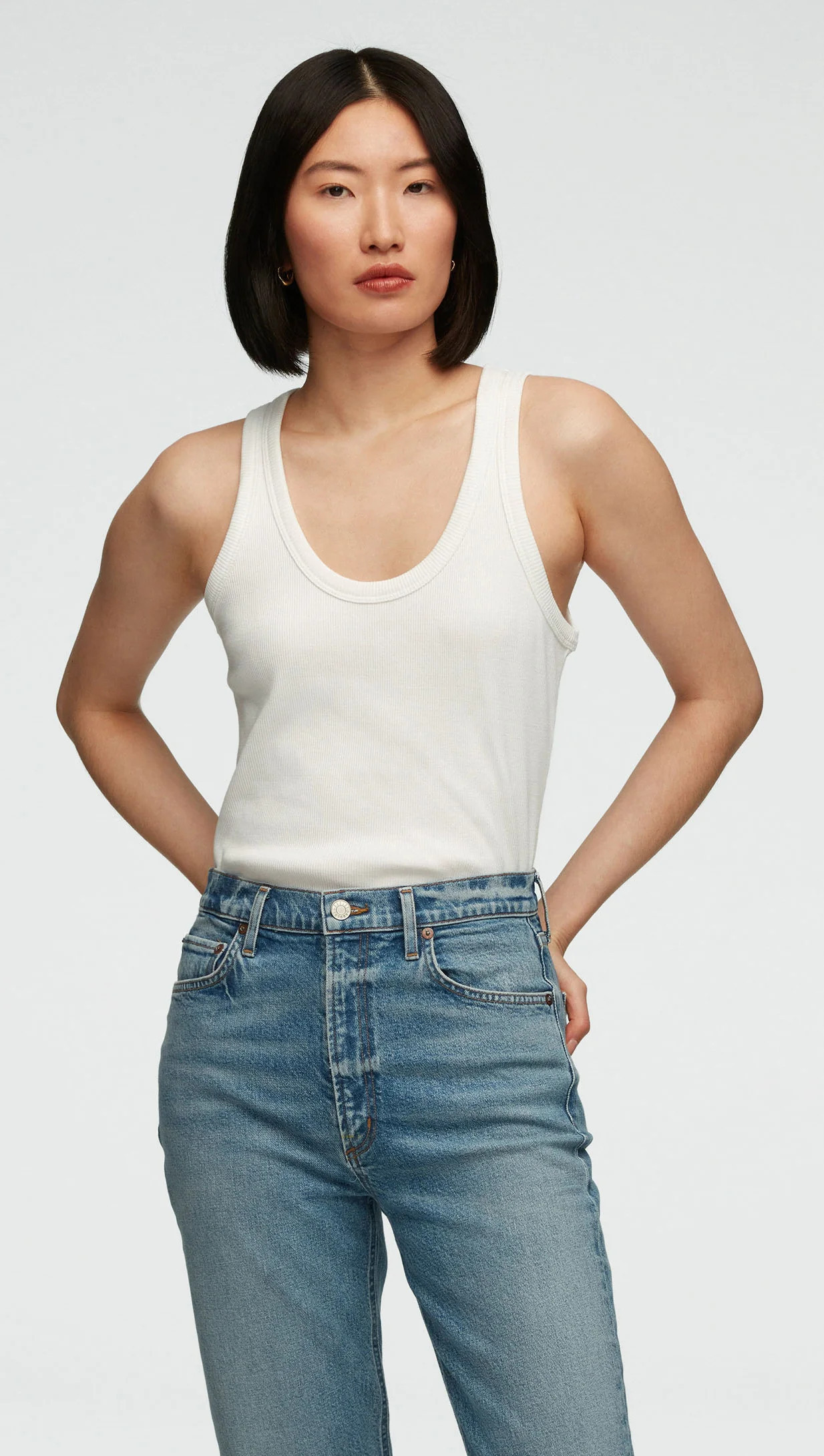 Ribbed Tank in Cotton Elastane | White S / White | Argent