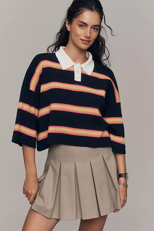 Maeve Crop Polo Shirt | Anthropologie (US)