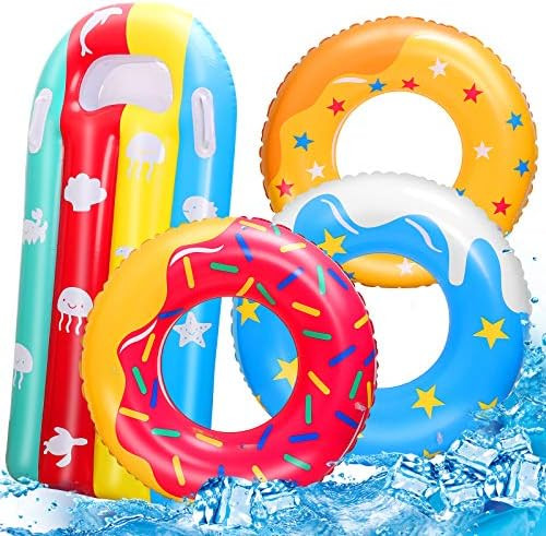 RichSmile 4 Pcs Inflatable Donuts Pool Floats for Kids, Swimming Rings for Kids Pool Tubes Toys, ... | Amazon (US)