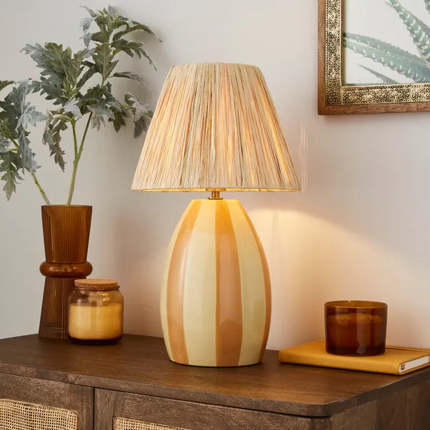 Mirabelle Oval Striped Table Lamp | Dunelm