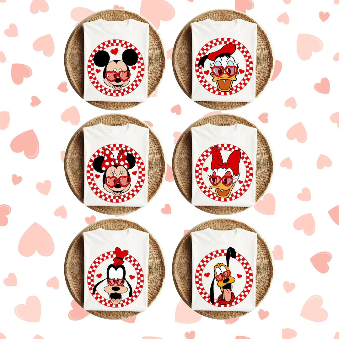 Disney Valentine’s Day Mickey Co Character Shirts, Mickey Minnie Donald Daisy Goofy Pluto Love ... | Etsy (US)