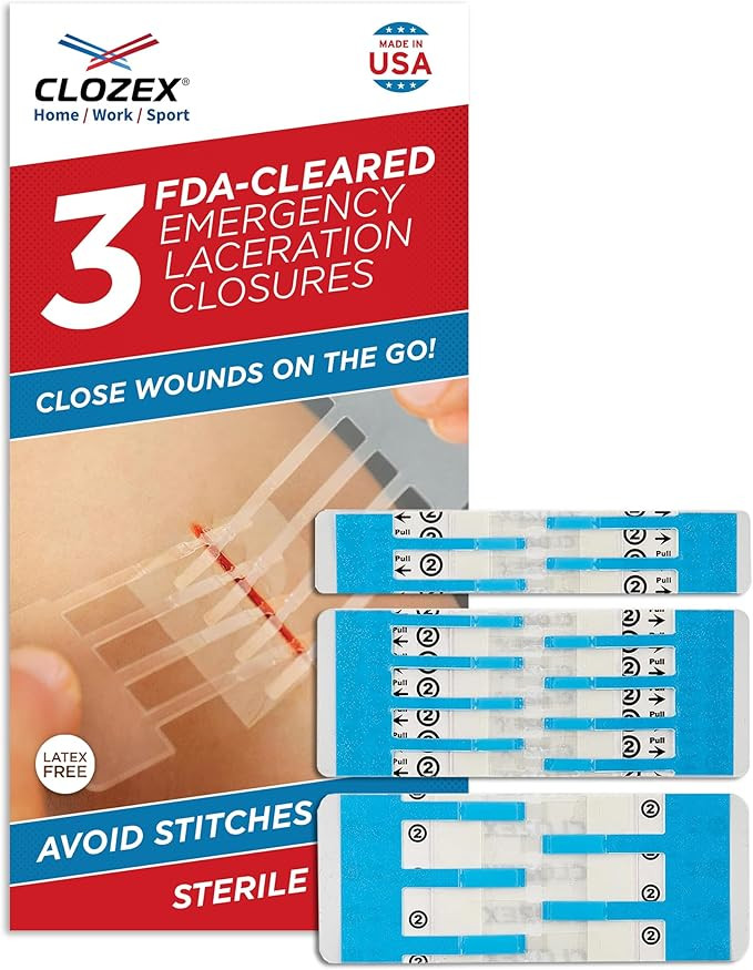 Clozex Emergency Laceration Closures - Repair Wounds Without Stitches, Skin Closure Device for 3 ... | Amazon (US)