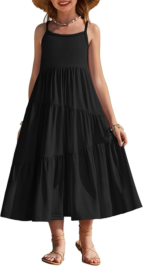 Arshiner Girls Summer Dress Casual Loose Sleeveless Sundress Flowy Beach Maxi Dresses with Pocket... | Amazon (US)