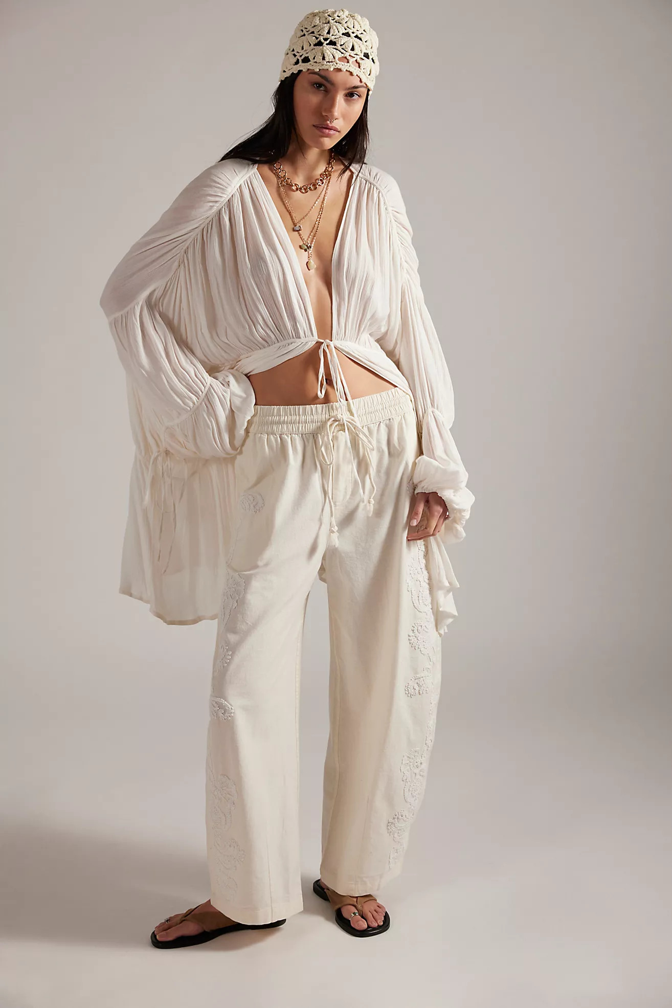Lex Embroidered Pull-On Barrel Pants | Free People (Global - UK&FR Excluded)