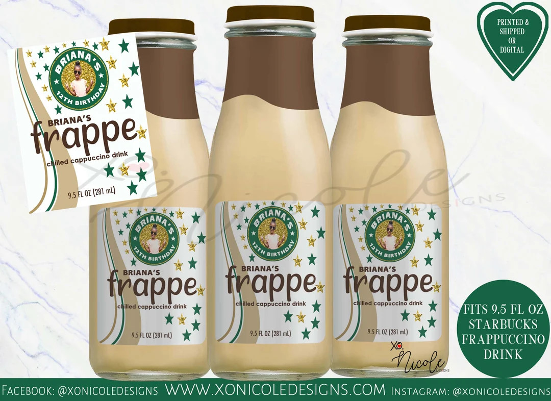 Starbucks Frappe Labels W/photo Frappuccino Starbucks Favors Starbucks Party Personalized Starbuc... | Etsy (US)
