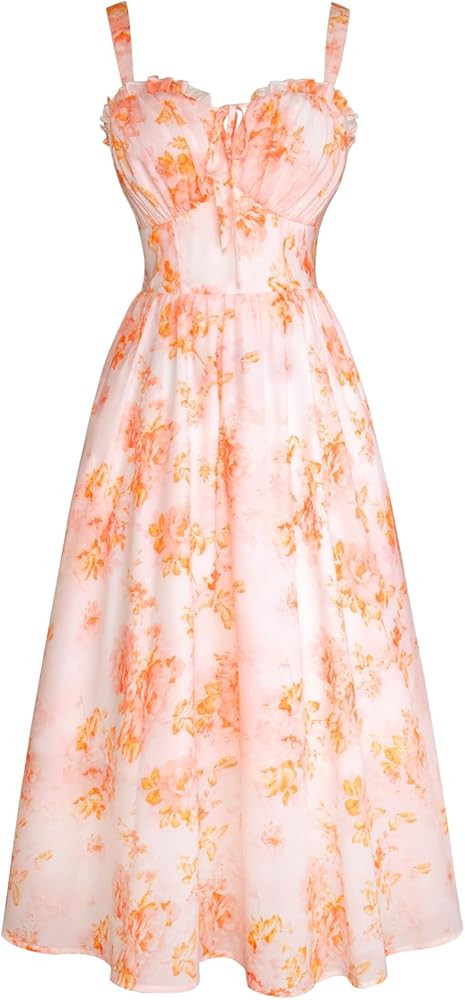 Scarlet Darkness Floral Corset Dress Summer Dresses for Women 2025 Wedding Guest Dress Cottagecor... | Amazon (US)