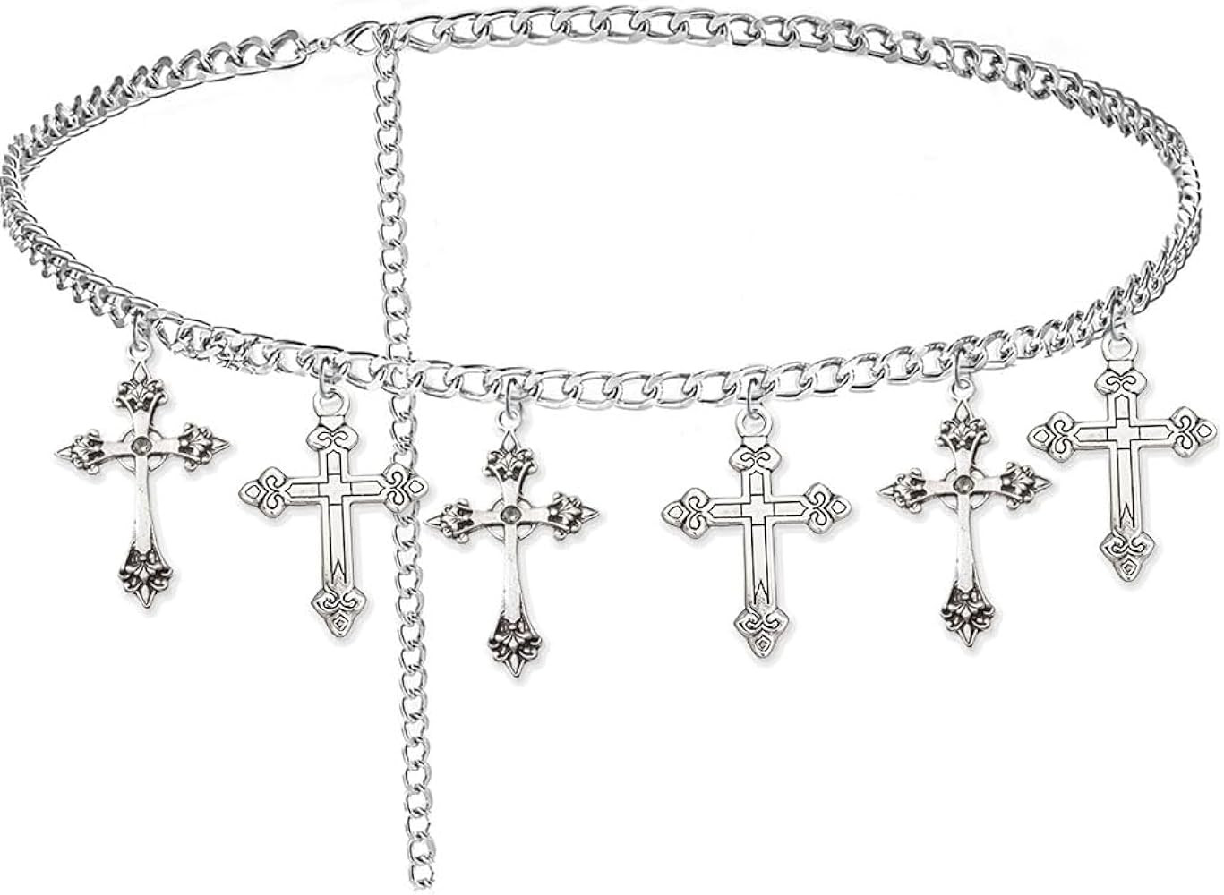 Cross Moon Waist Chain Belt - Punk Gothic Crossover Body Belly Chains Tassel for Women Girl (Silv... | Amazon (US)