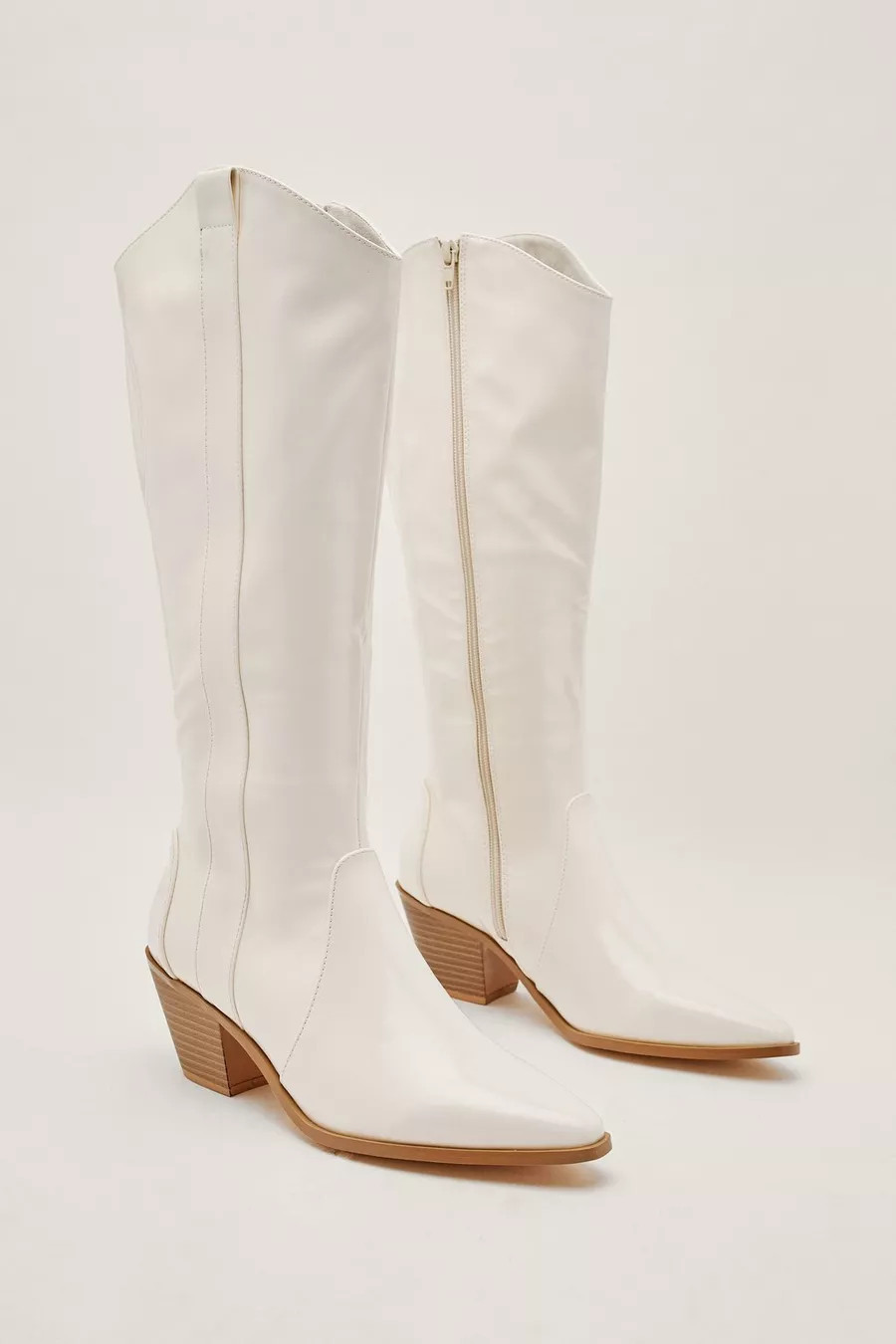 Faux Leather Knee High Cowboy Boots | Nasty Gal (US)