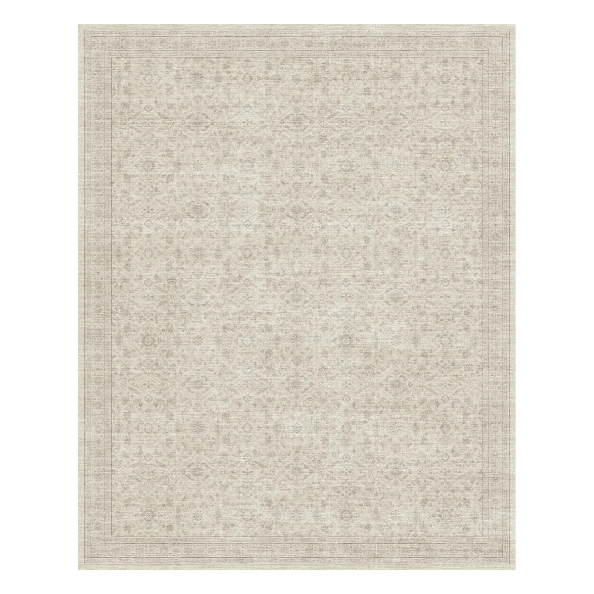 Beige Vintage-Inspired Washable Non-Slip Area Rug For Living Room, Bedroom | Wayfair North America