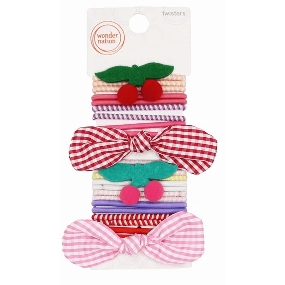 Wonder Nation Girls Assorted Hair Elastics, 24-Piece, Multi | Walmart (US)