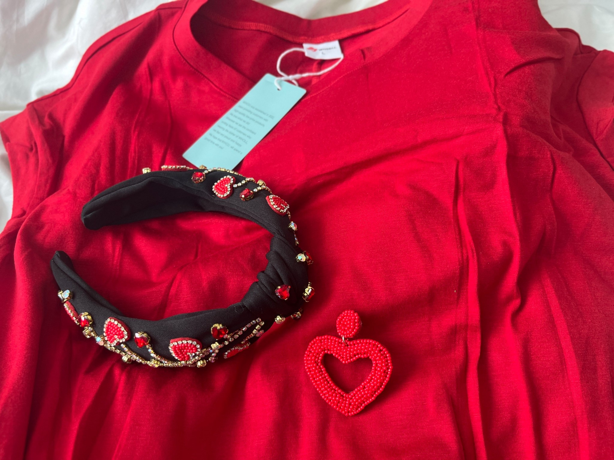 Putting together a valentines outfit women will love with this red maxi dress, jeweled Valentine’s Day headband, and beaded heart drop earrings. The rhinestone heart details and colorful bead earrings add the perfect pop to this flowy, comfy dress for a festive but effortless look.

Great for casual Valentine’s plans, brunch, church, or everyday wear when you want something cute and comfortable with a little sparkle.#ValentinesOutfitWomen #LTKAccessories #LTKStyle #LTKUnder50

#LTKValentine #LTKMidsize #LTKValentine #LTKSeasonal