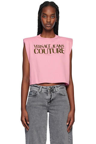 Pink Logo Crop Tank Top | SSENSE