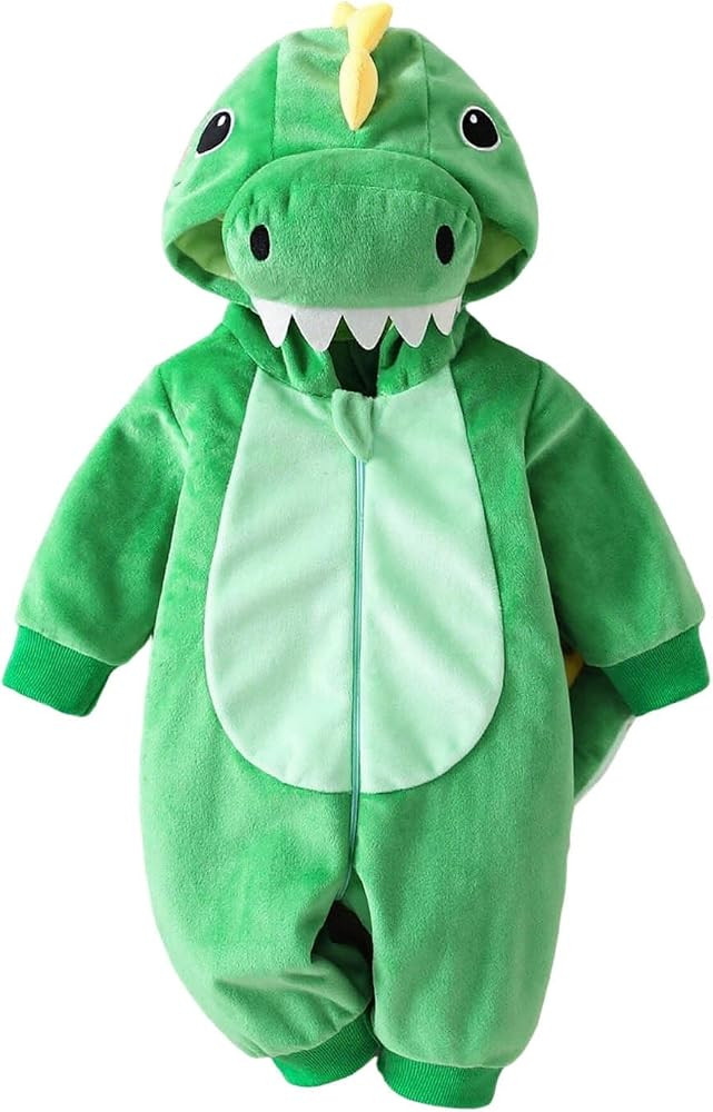Baby Dinosaur Costume Halloween Cute Hooded Onesie Outfit Infant Toddler | Amazon (US)