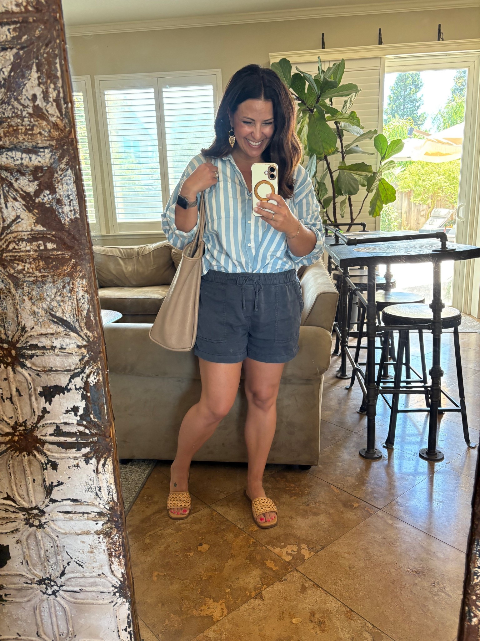 Did some back to school shopping with the family today and went to IKEA. Both kids need new beds. My son hadn’t been to ikea in 10+ years and said it felt like he was in a hamster ball! 😆

Wearing some of my favorite shorts, another striped button down, and my sandals that are currently on sale. 

#LTKTravel #LTKOver40 #LTKPetite