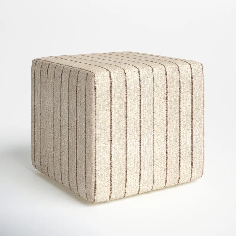 Milania 21'' Wide Square Striped Cube Ottoman | Wayfair North America