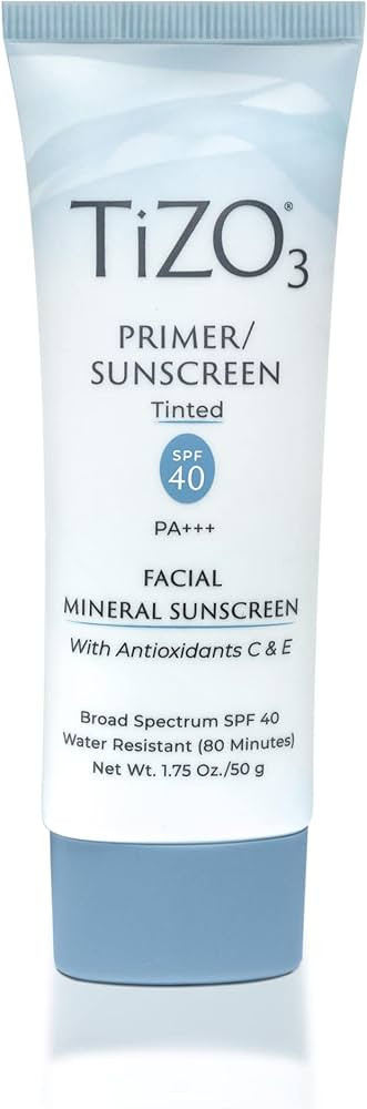 TiZO3 Facial Mineral Sunscreen and Primer, Tinted Broad Spectrum SPF 40 with Antioxidants, Sheer ... | Amazon (US)