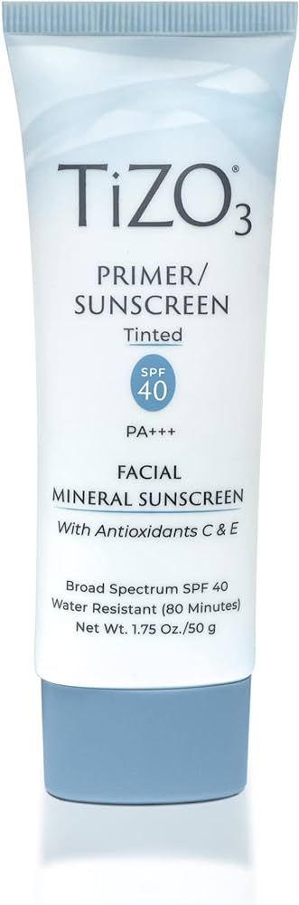 TiZO3 Facial Mineral Sunscreen and Primer, Tinted Broad Spectrum SPF 40 with Antioxidants, Sheer ... | Amazon (US)