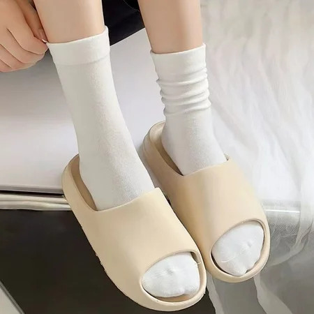 dianhelloya 1 Pair Japanese Style Mid-tube Thick Women Socks Winter Simple Casual Solid Color Sports Socks White | Walmart (US)