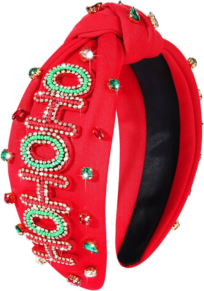 CEALXHENY Christmas Headband for Women Holiday Christmas Accessories Beaded Xmas Bow Tree Snowfla... | Amazon (US)