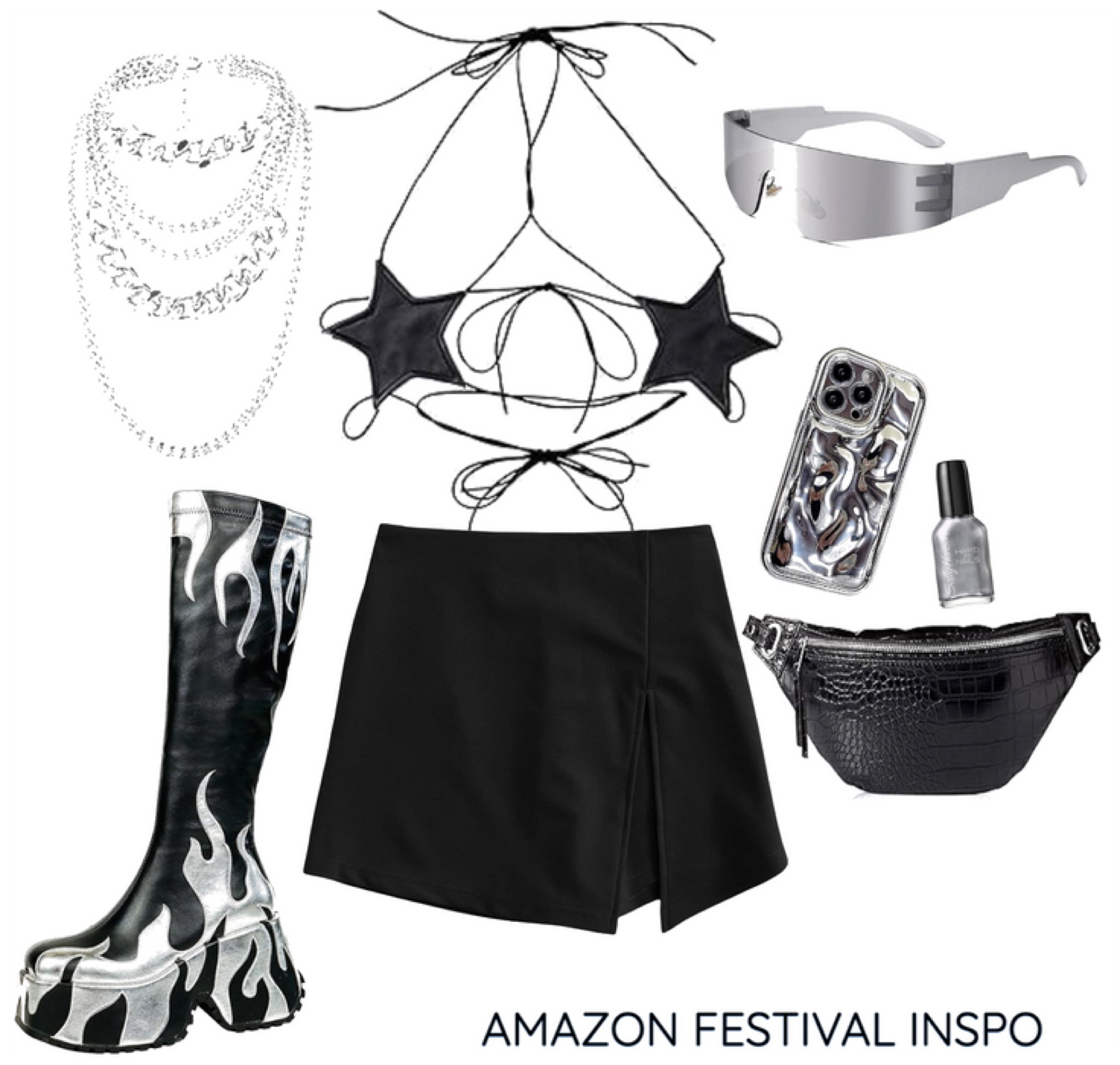 silver and black music festival look #musicfestival #ultramusicfestival #coachella #amazonfestival

#LTKstyletip #LTKfindsunder50 #LTKFestival