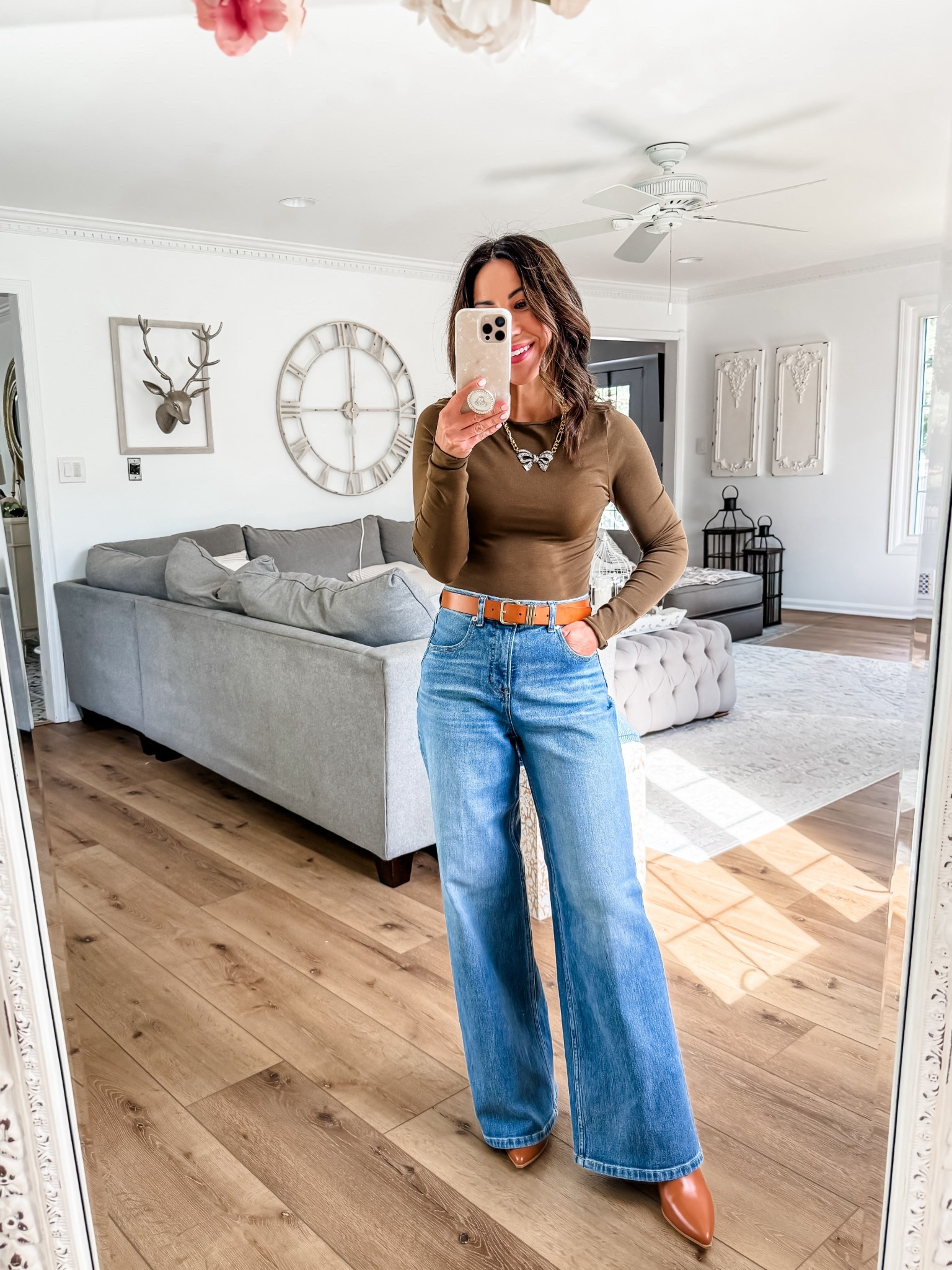 Spanx code tammyxspanx for first time customers. Small petite wide leg jeans, small top, boots TTS.

#LTKOver40 #LTKPetite