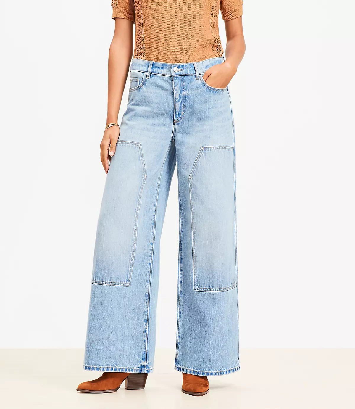 High Rise Wide Leg Carpenter Jeans in Classic Indigo Wash | LOFT