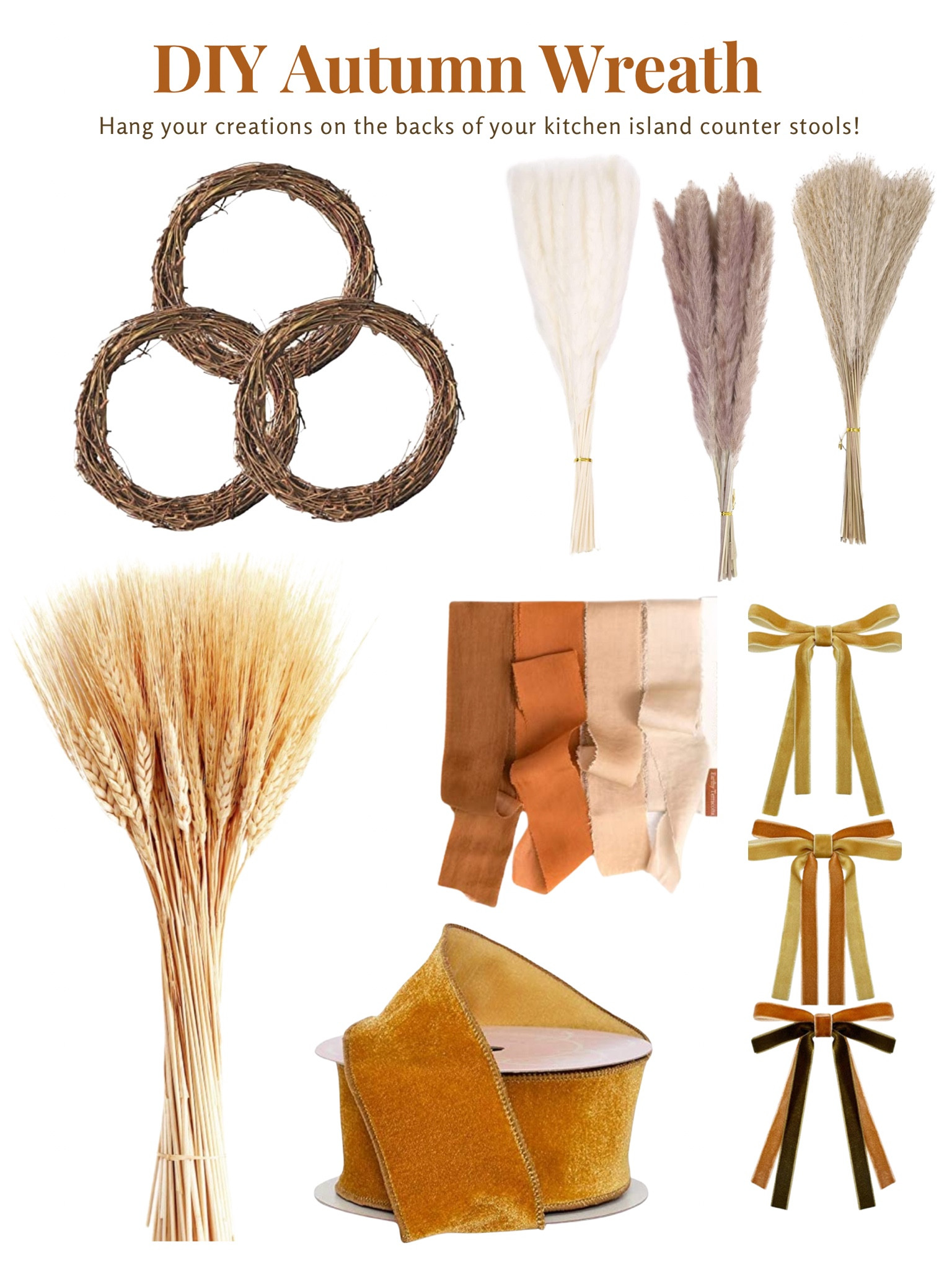 DIY fall wreath decor velvet silk raw edge chiffon wheat pampas dried floral grasses craft home grandmillennial activity preppy classic interiors texture autumn Halloween tablescape kitchen island fall decor crafty counter stool seasonal 

#LTKHalloween #LTKSeasonal #LTKhome