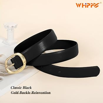 WHIPPY Leather Belt for Women Casual Waist Belt with Gold Buckle Fashion Ladies Belt for Jeans Pa... | Amazon (US)