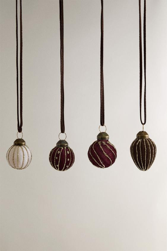 SET OF VELVET BALL CHRISTMAS TREE ORNAMENTS (SET OF 20) | Zara US
