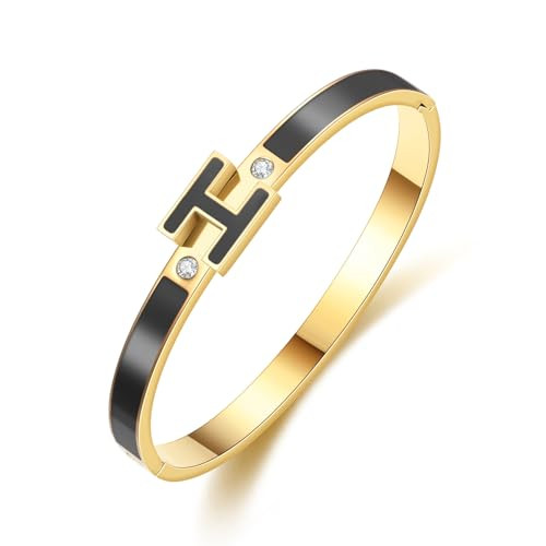 Hothink H Bracelets for Women,H Bangle Bracelets,Dainty 18K Gold Plated Bracelet,Easter Christmas Mothers Day Gifts for Womens | Amazon (US)