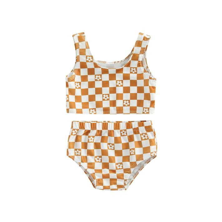 Genuiskids Toddler Infant Baby Girl Swimsuit Two Piece Set Kid Print Plaid Pattern Bathing Suit F... | Walmart (US)