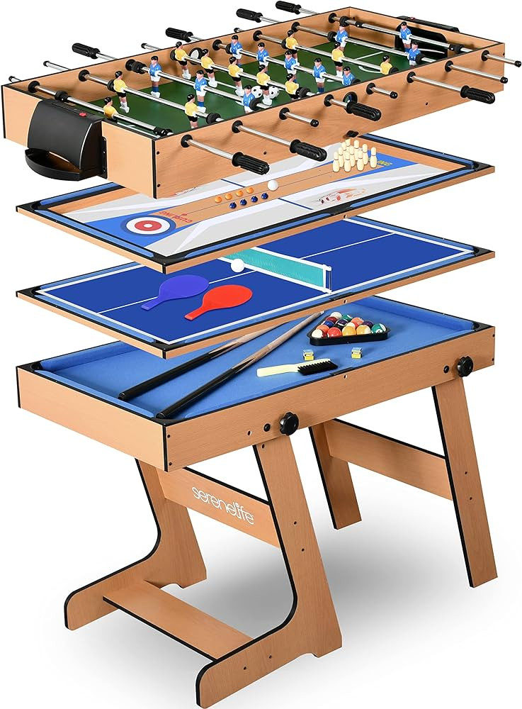 SereneLife 5 in 1 Multi Game Table, 40” Folding Combo Sports Arcade Games with Foosball Soccer,... | Amazon (CA)