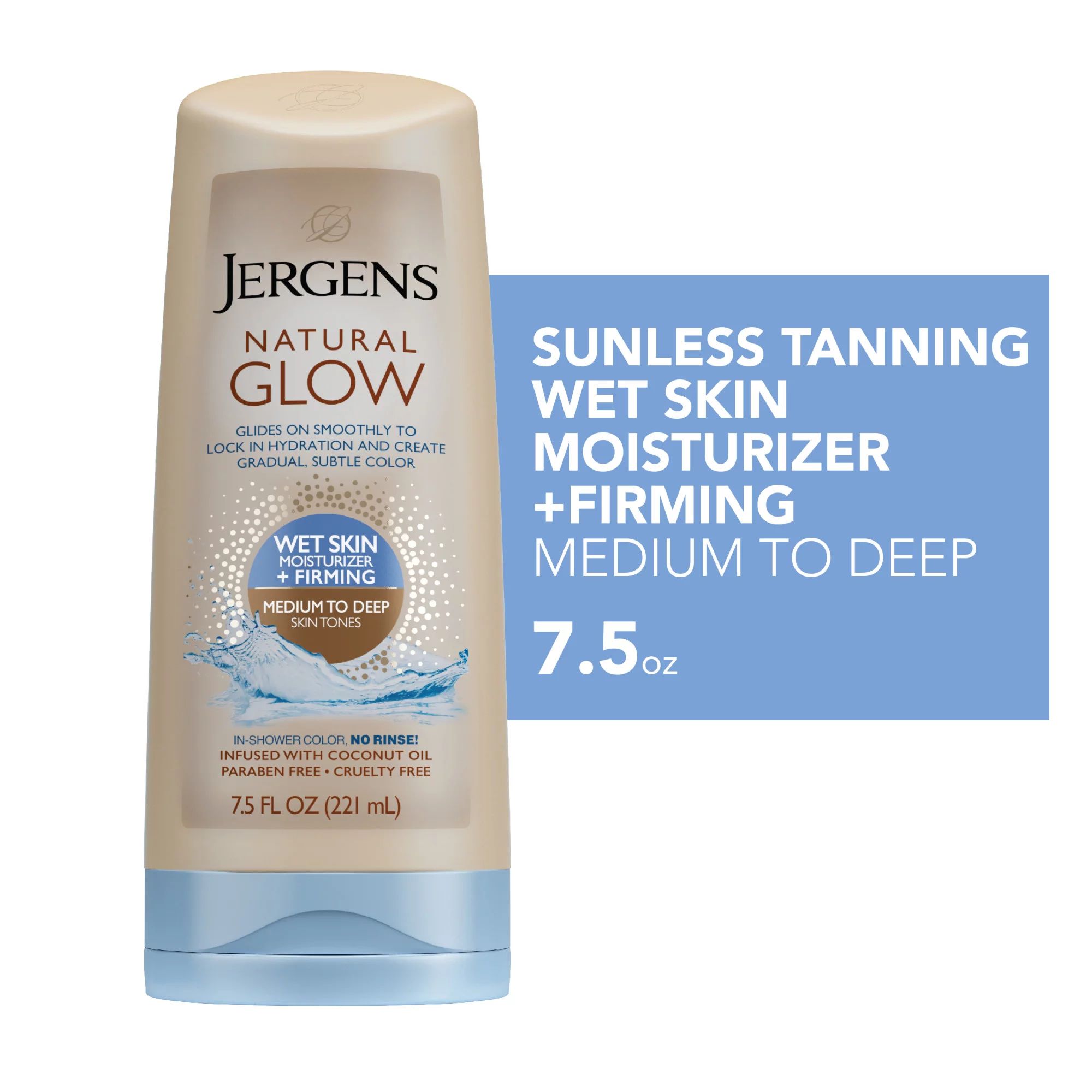 Jergens Natural Glow +FIRMING Sunless Tanning Wet Skin Body Lotion, Medium to Deep Skin Tone, 7.5... | Walmart (US)
